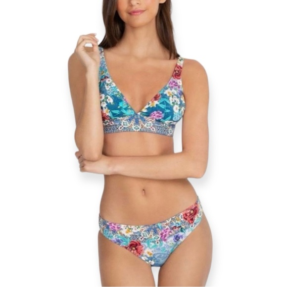 JOHNNY WAS Sunset Bikini Adjustable Shoulder Straps Top Hipster Bottoms Set NWT - Picture 13 of 14